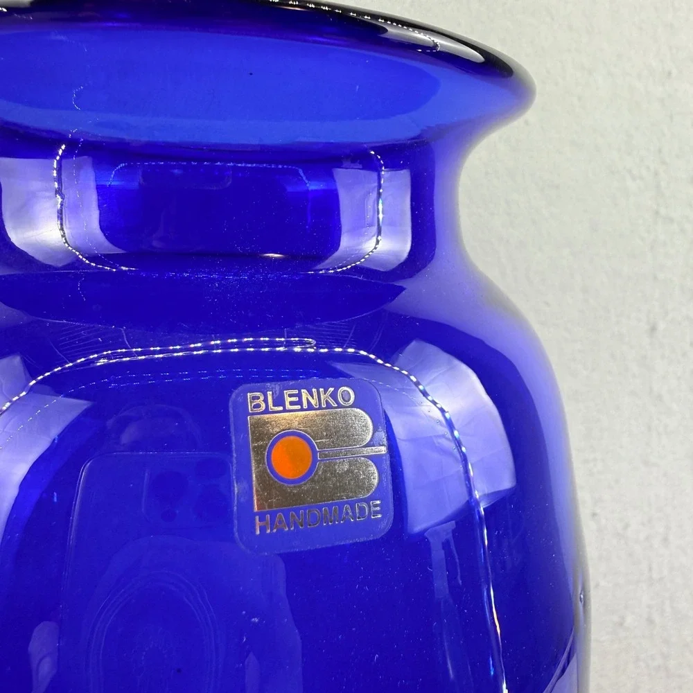 VTG Blenko 8137s Cobalt Blue Glass Cylinder Vase 15